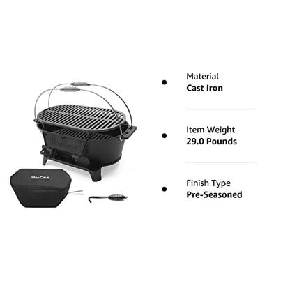 Uno Casa Hibachi Grill: Portable Charcoal Grill with Double-Sided Net and Waterproof Cover