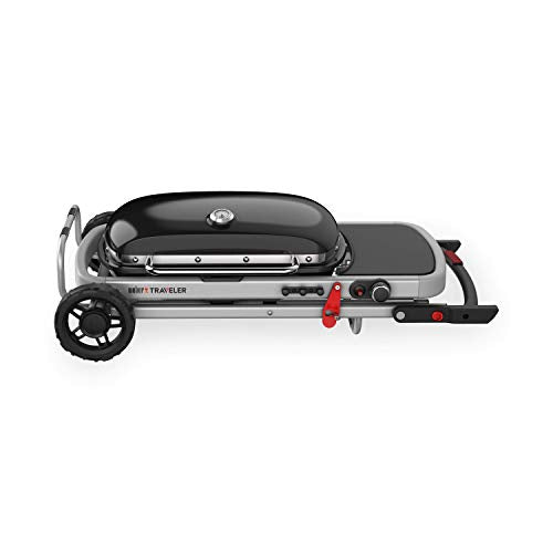 Weber Traveler Gas Grill, Portable Stand-Up Propane BBQ