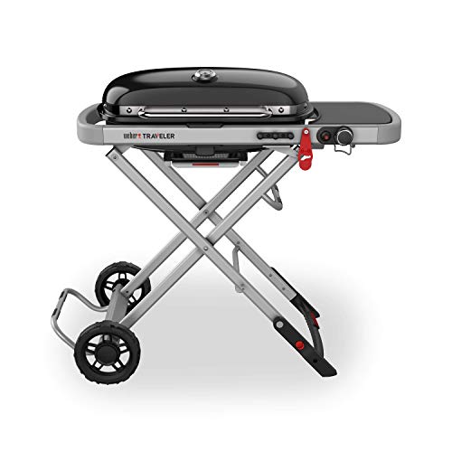 Weber Traveler Gas Grill, Portable Stand-Up Propane BBQ