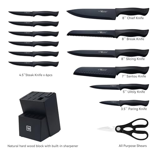 Hunter Knife Set: 15-Piece Black Kitchen Set