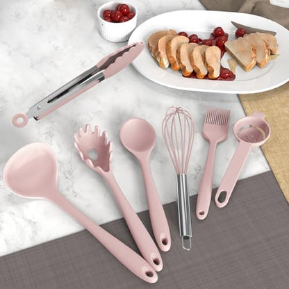 Silicone Kitchen Utensils Set - Heat Resistant, Nonstick, Dishwasher Safe