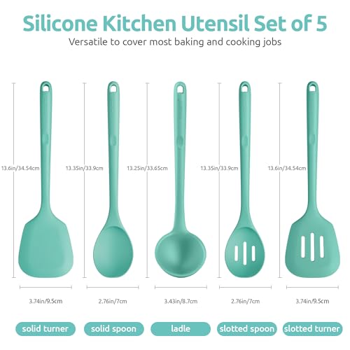 U-Taste 13.6" Silicone Kitchen Utensil Set: Heat Resistant Cooking Gadgets (Set of 5, Black)