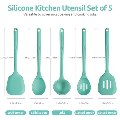 U-Taste 13.6" Silicone Kitchen Utensil Set: Heat Resistant Cooking Gadgets (Set of 5, Black)