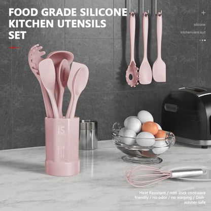 Silicone Kitchen Utensils Set - Heat Resistant, Nonstick, Dishwasher Safe