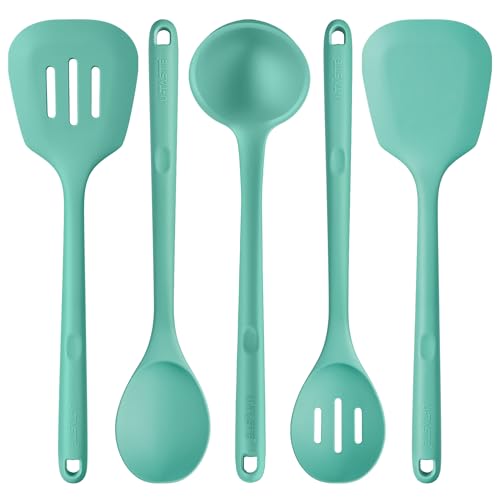 U-Taste 13.6" Silicone Kitchen Utensil Set: Heat Resistant Cooking Gadgets (Set of 5, Black)