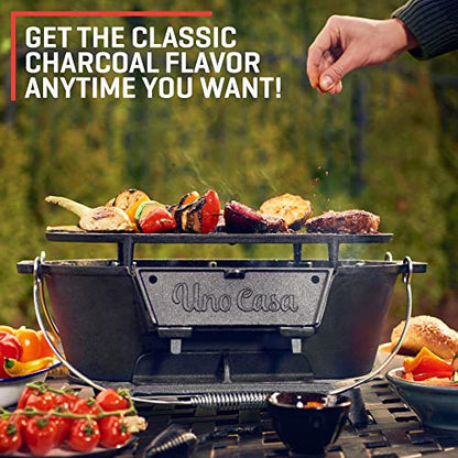 Uno Casa Hibachi Grill: Portable Charcoal Grill with Double-Sided Net and Waterproof Cover