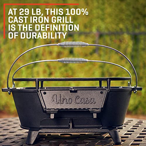 Uno Casa Hibachi Grill: Portable Charcoal Grill with Double-Sided Net and Waterproof Cover