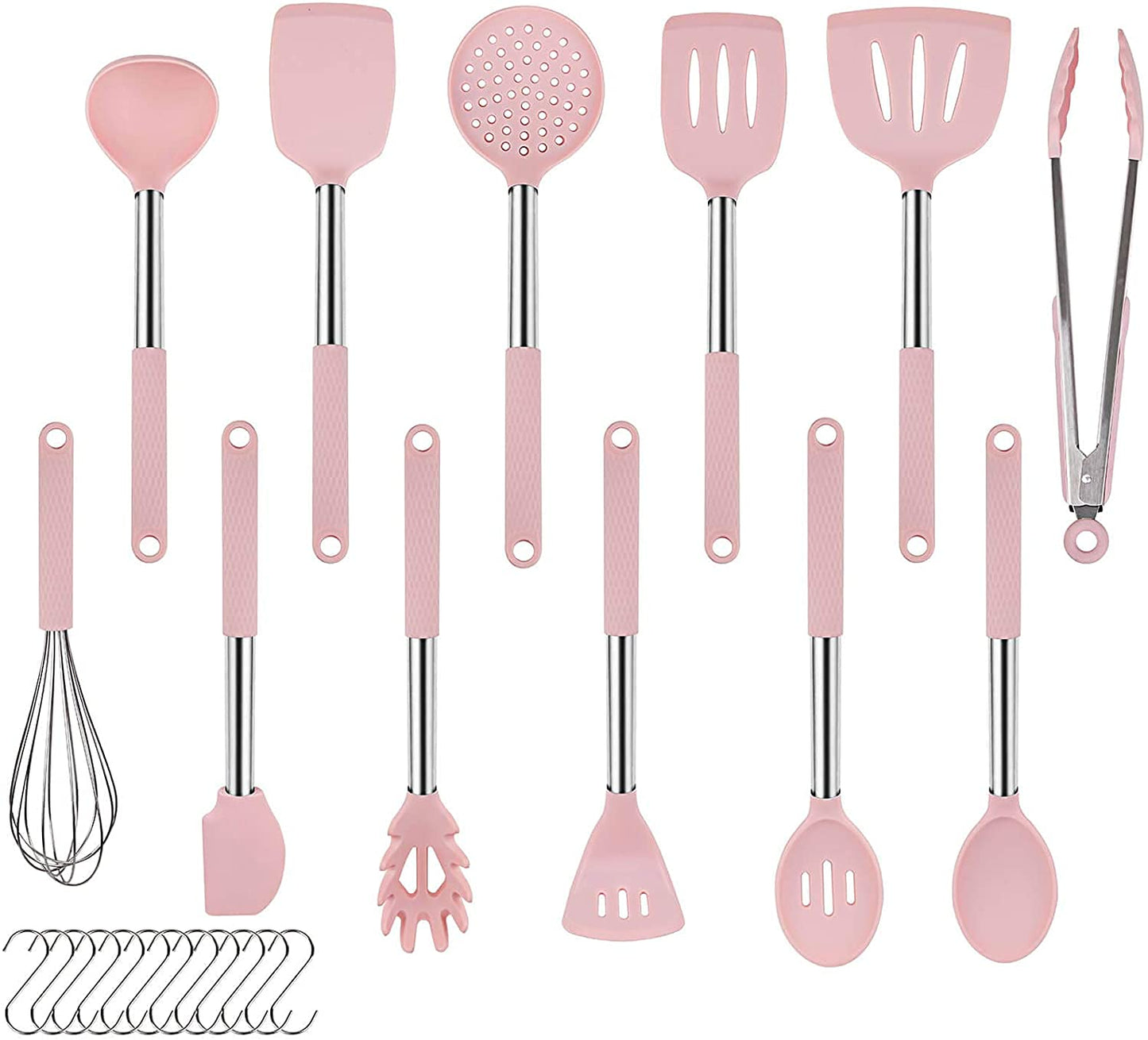 "Rorence 12-Piece Silicone Cooking Utensil Set: Non-Stick & Heat-Resistant Kitchen Gadgets - Blue - Black - Pink"