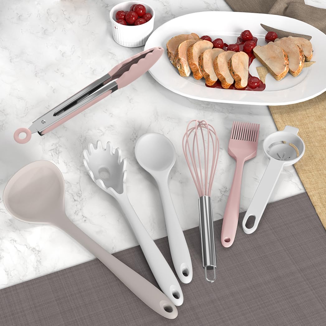 Silicone Kitchen Utensils Set - Heat Resistant, Nonstick, Dishwasher Safe