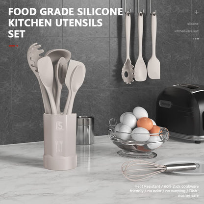 Silicone Kitchen Utensils Set - Heat Resistant, Nonstick, Dishwasher Safe