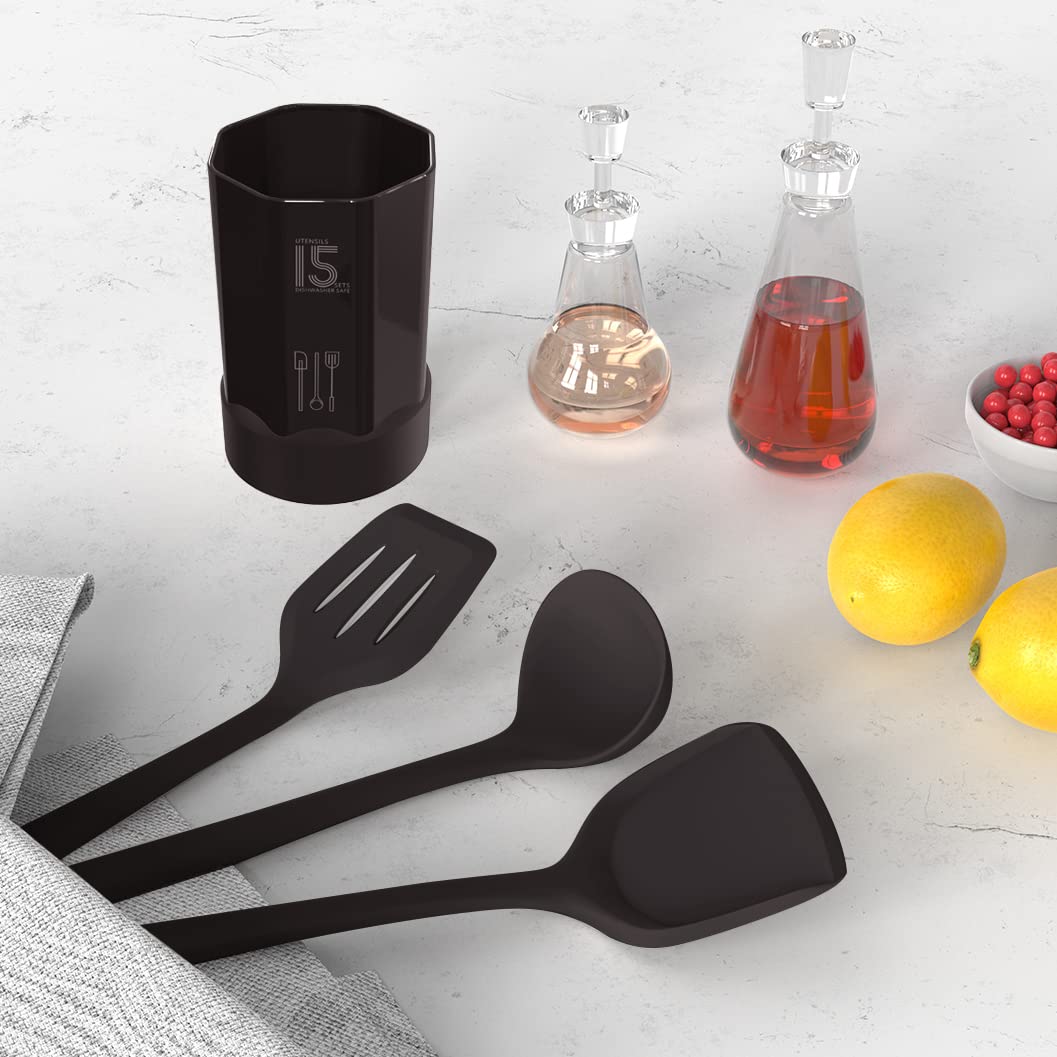 Silicone Kitchen Utensils Set - Heat Resistant, Nonstick, Dishwasher Safe