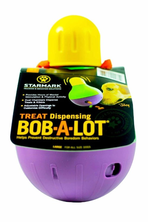 Starmark Bob-A-Lot Interactive Pet Toy: Engaging Fun for Dogs of All Sizes!-Large, Yellow/Green/Purple