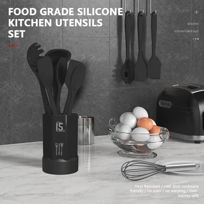 Silicone Kitchen Utensils Set - Heat Resistant, Nonstick, Dishwasher Safe