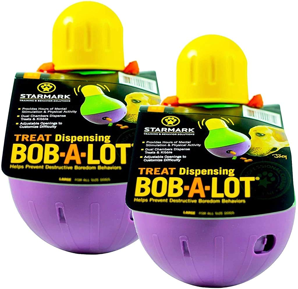 Starmark Bob-A-Lot Interactive Pet Toy: Engaging Fun for Dogs of All Sizes!-Large, Yellow/Green/Purple