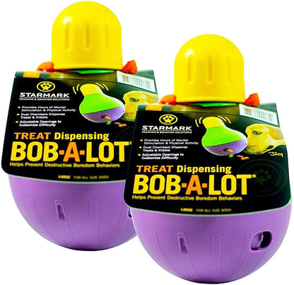 Starmark Bob-A-Lot Interactive Pet Toy: Engaging Fun for Dogs of All Sizes!-Large, Yellow/Green/Purple