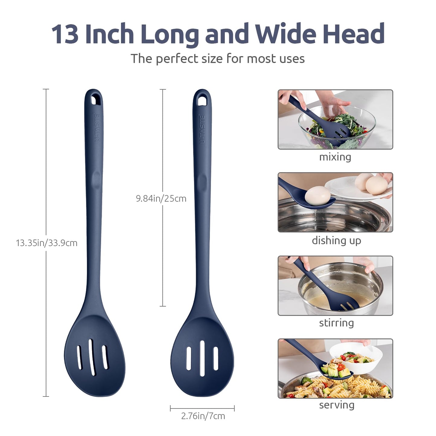 U-Taste 13.6" Silicone Kitchen Utensil Set: Heat Resistant Cooking Gadgets (Set of 5, Black)