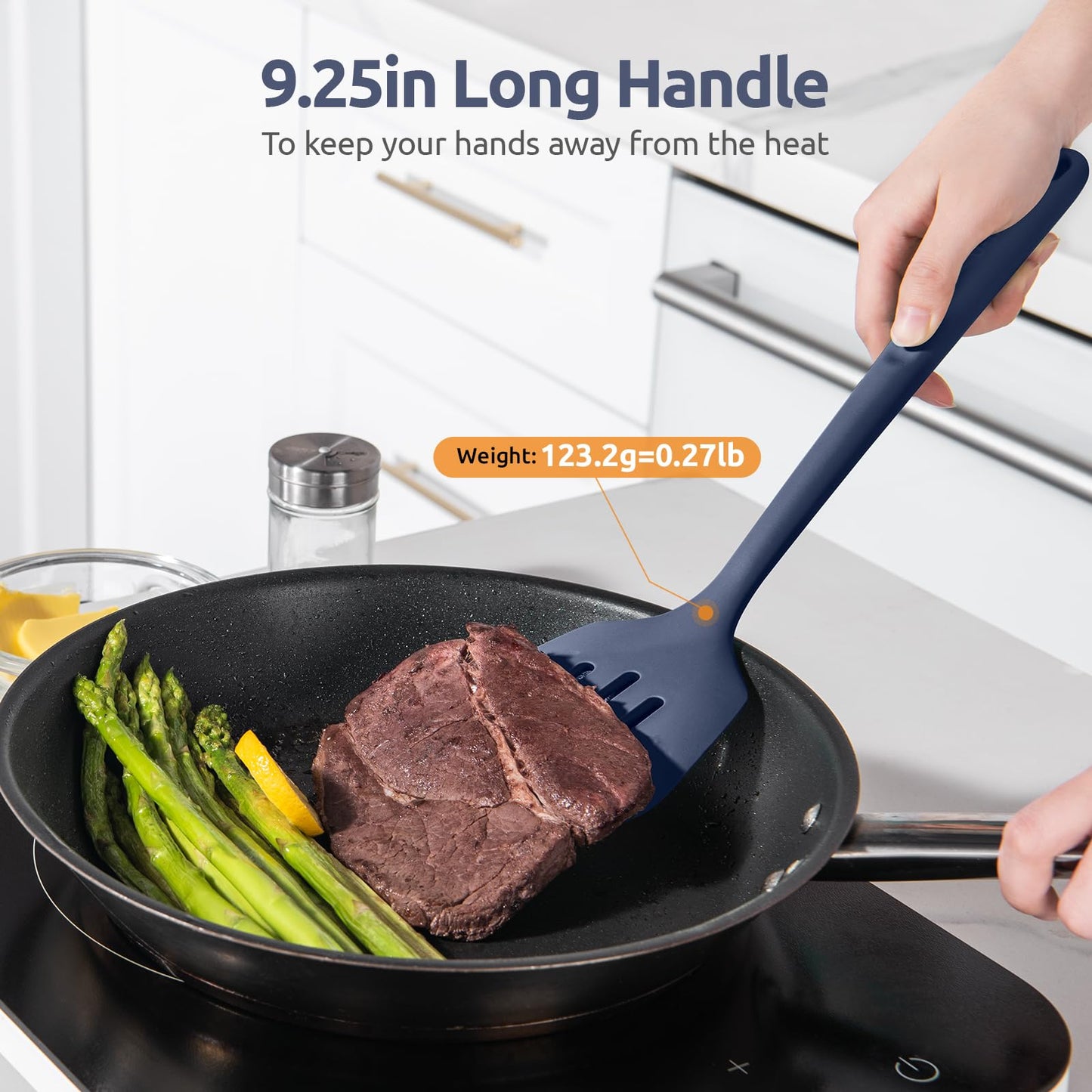 U-Taste 13.6" Silicone Kitchen Utensil Set: Heat Resistant Cooking Gadgets (Set of 5, Black)