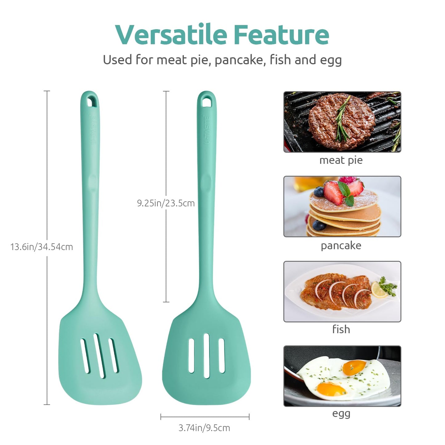 U-Taste 13.6" Silicone Kitchen Utensil Set: Heat Resistant Cooking Gadgets (Set of 5, Black)