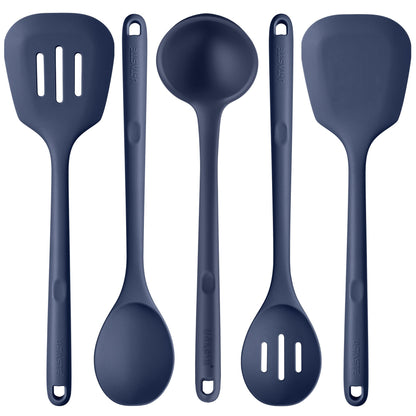 U-Taste 13.6" Silicone Kitchen Utensil Set: Heat Resistant Cooking Gadgets (Set of 5, Black)