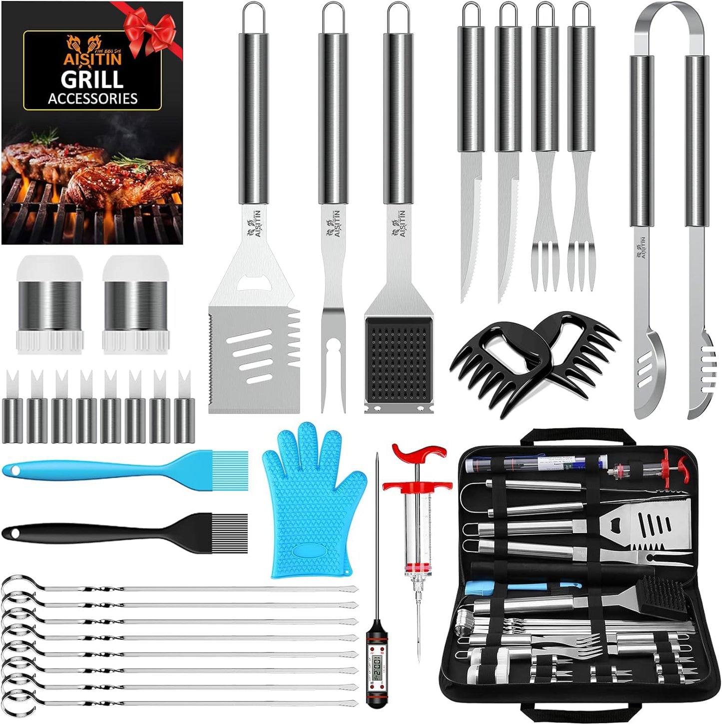 BBQ - AISITIN 35-Piece BBQ Grill Accessories Set