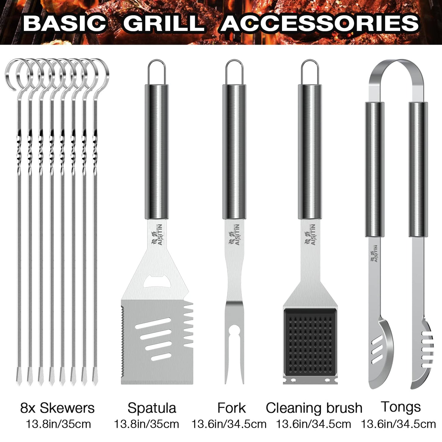 BBQ - AISITIN 35-Piece BBQ Grill Accessories Set