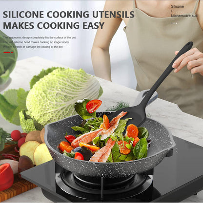 Silicone Kitchen Utensils Set - Heat Resistant, Nonstick, Dishwasher Safe