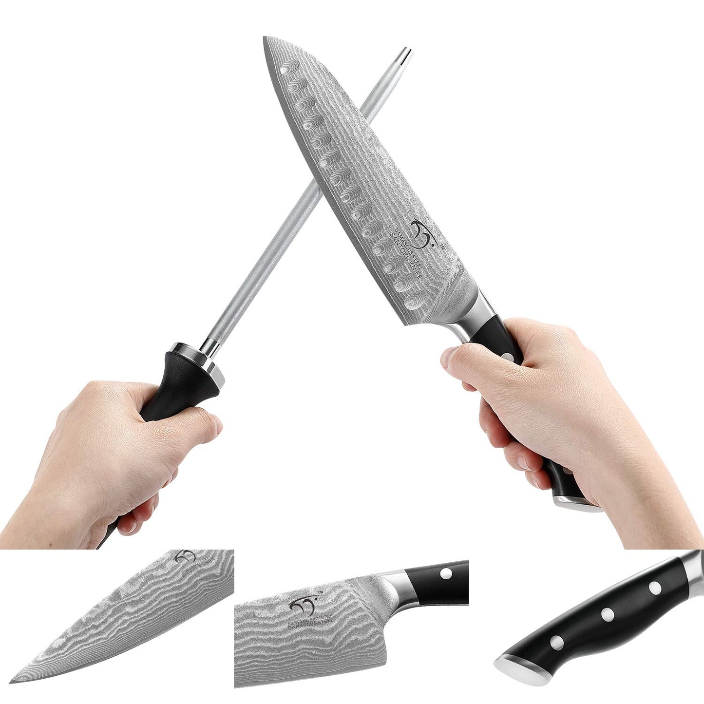 Kitchen Utensils - 9-Piece Damascus Kitchen Knife Set