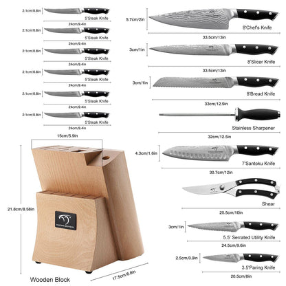 Kitchen Utensils - 9-Piece Damascus Kitchen Knife Set