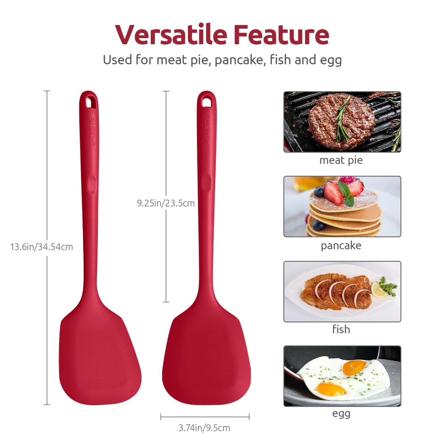 U-Taste 13.6" Silicone Kitchen Utensil Set: Heat Resistant Cooking Gadgets (Set of 5, Black)