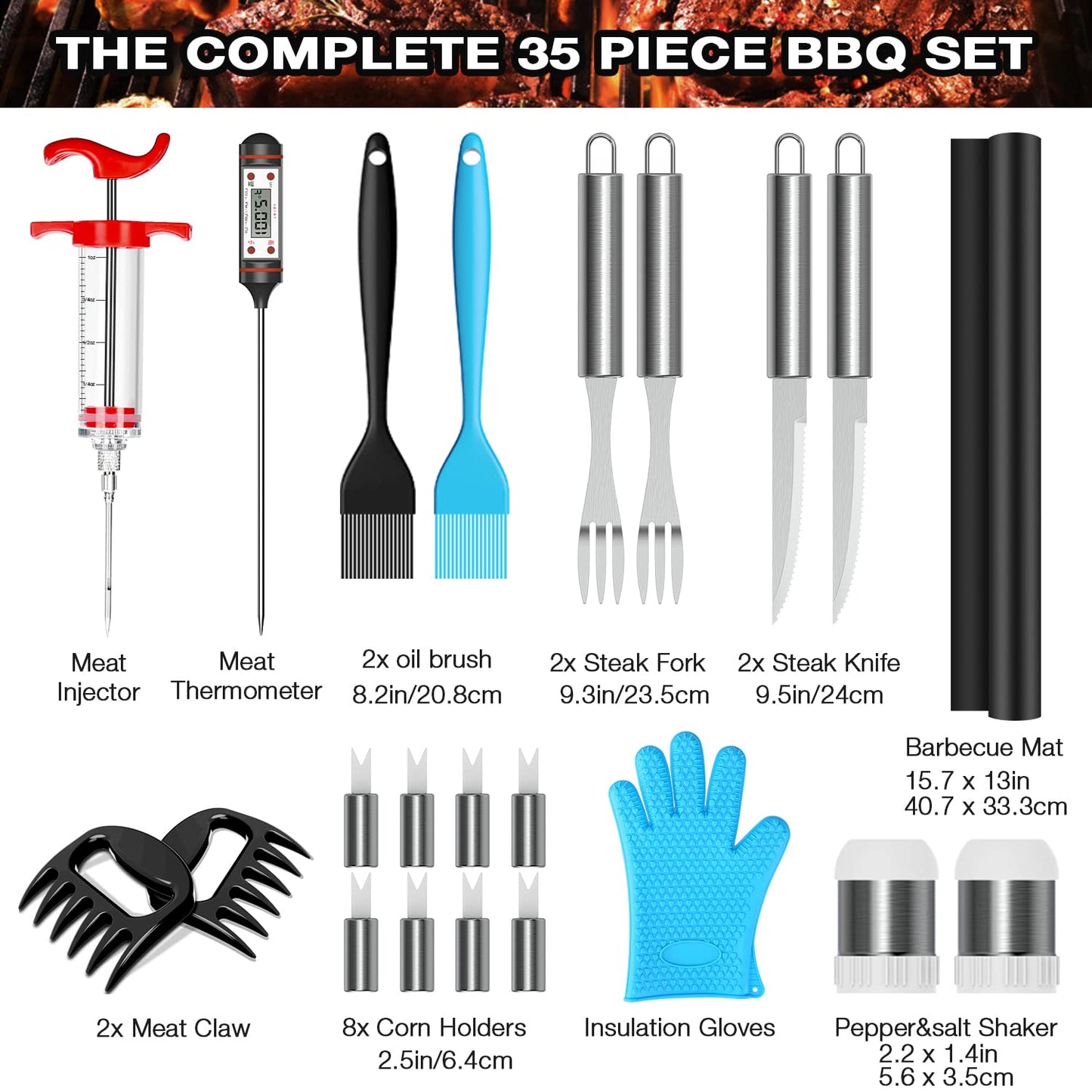 BBQ - AISITIN 35-Piece BBQ Grill Accessories Set