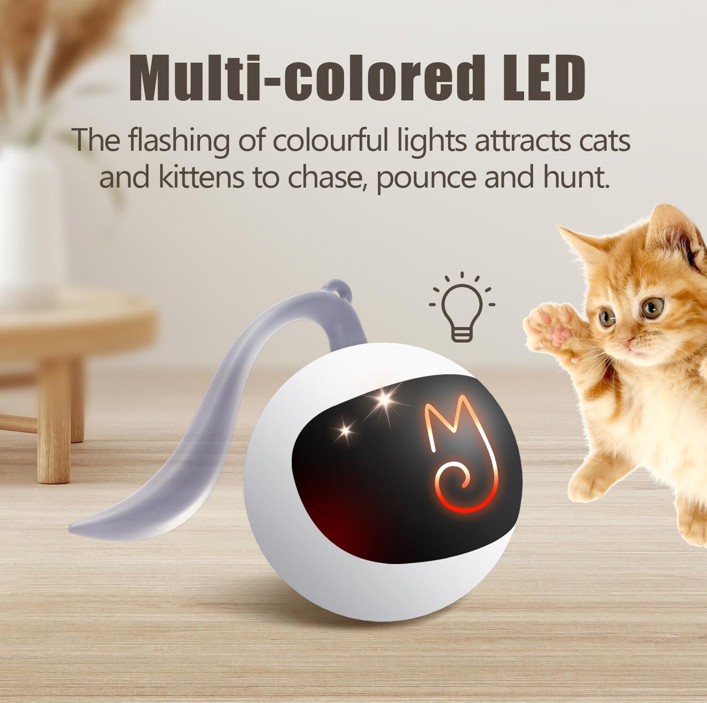 "Ultimate Fun with Best Cat Toys: Migipaws Interactive Cat Ball Set with Rolling Chase Ball, Fluffy Tail, and Small Mice - Rechargeable & Entertaining"