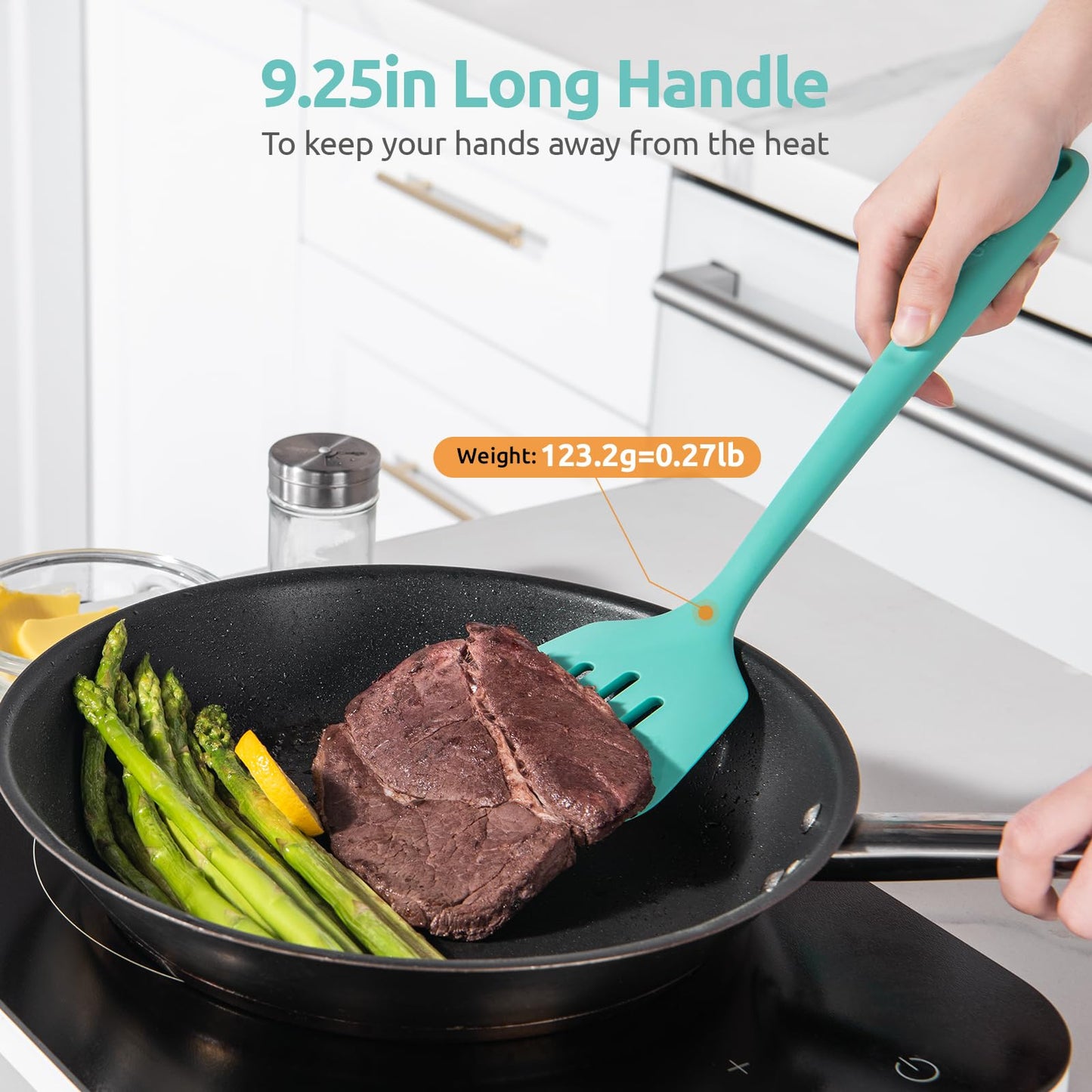 U-Taste 13.6" Silicone Kitchen Utensil Set: Heat Resistant Cooking Gadgets (Set of 5, Black)