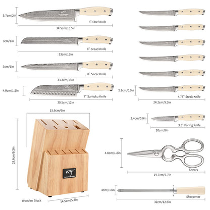 Kitchen Utensils - 9-Piece Damascus Kitchen Knife Set