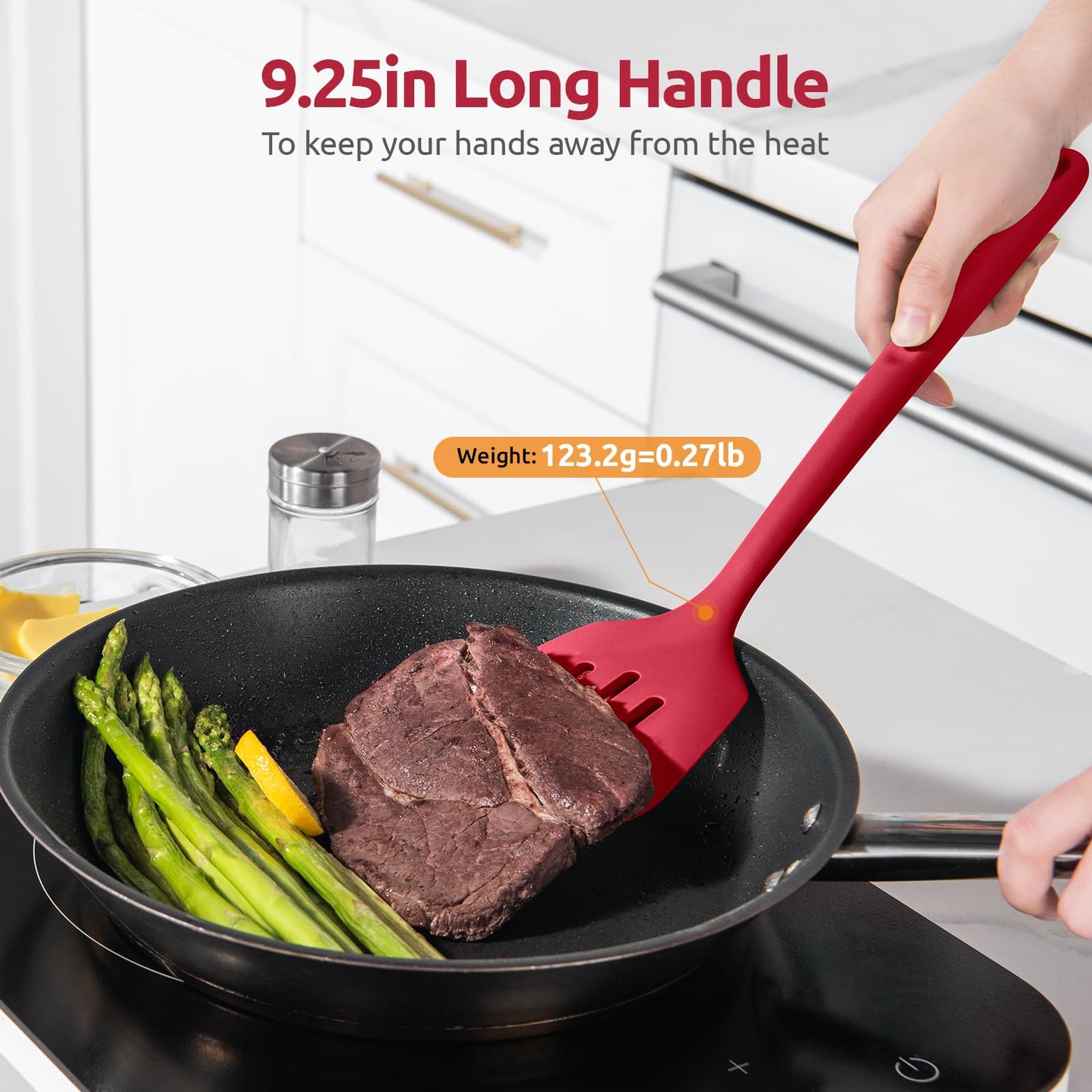 U-Taste 13.6" Silicone Kitchen Utensil Set: Heat Resistant Cooking Gadgets (Set of 5, Black)