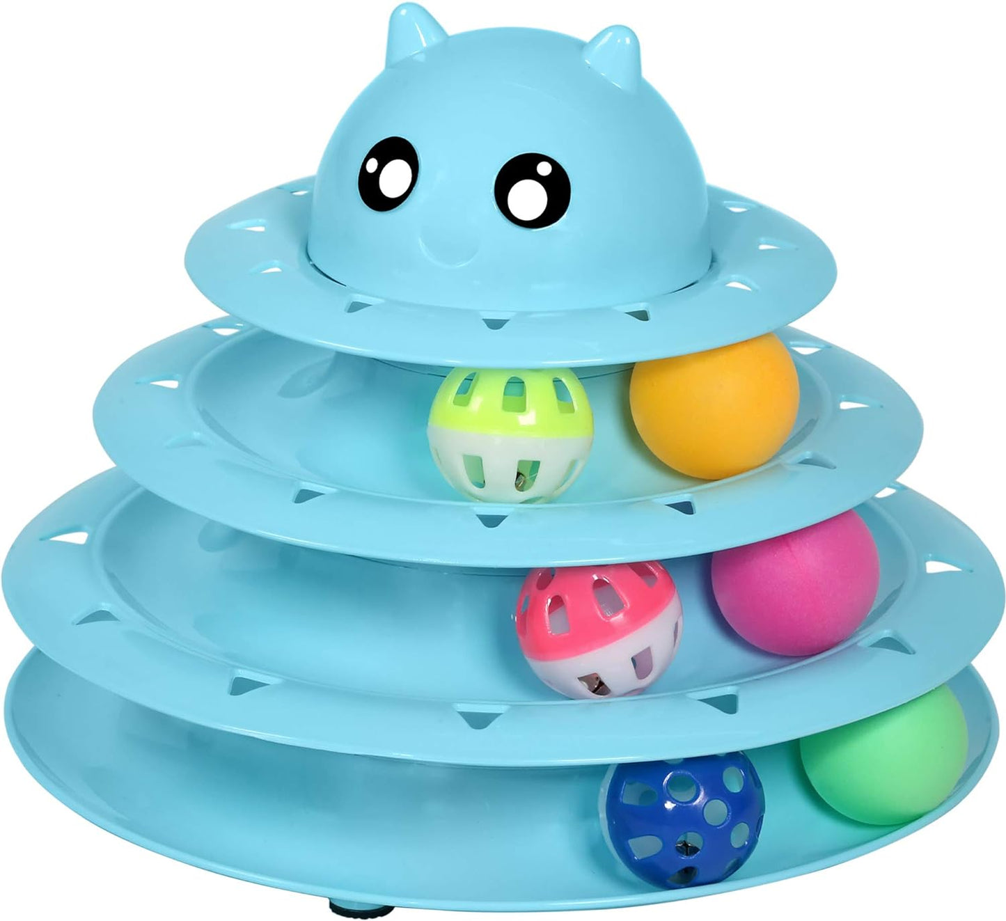 Sky Blue Cat Fun 3-Level Ball Tower: Durable, Interactive, and Entertaining!