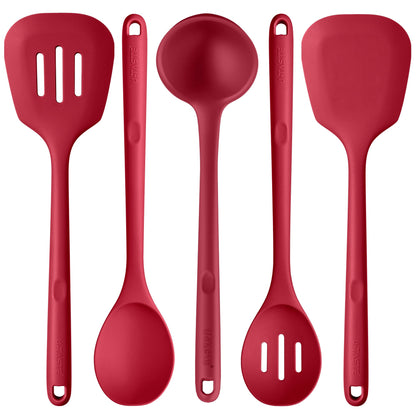 U-Taste 13.6" Silicone Kitchen Utensil Set: Heat Resistant Cooking Gadgets (Set of 5, Black)