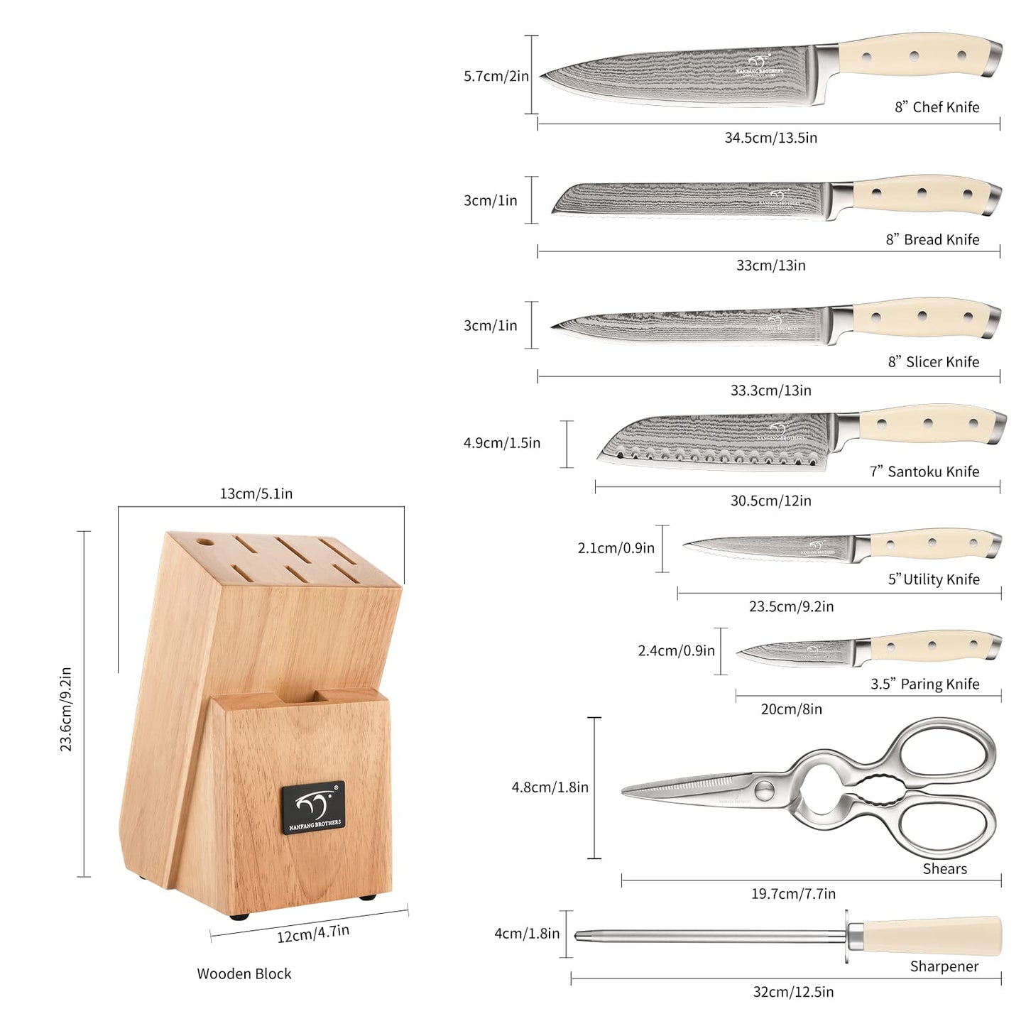 Kitchen Utensils - 9-Piece Damascus Kitchen Knife Set