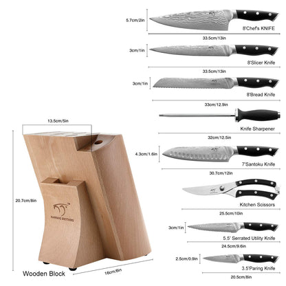 Kitchen Utensils - 9-Piece Damascus Kitchen Knife Set