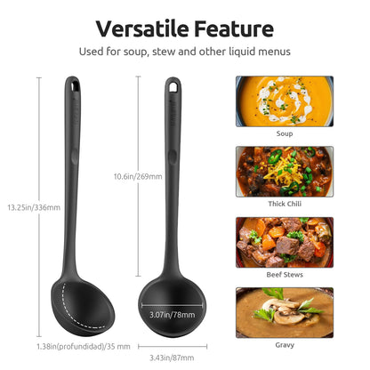 U-Taste 13.6" Silicone Kitchen Utensil Set: Heat Resistant Cooking Gadgets (Set of 5, Black)