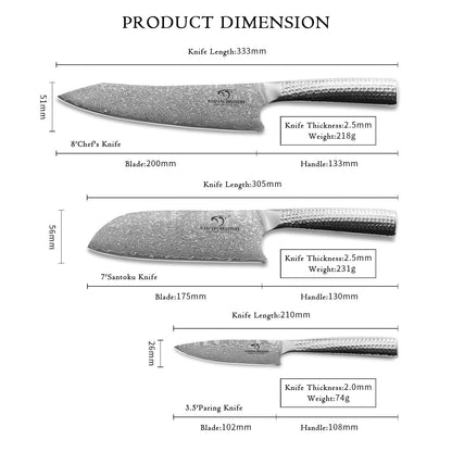 Kitchen Utensils - 9-Piece Damascus Kitchen Knife Set