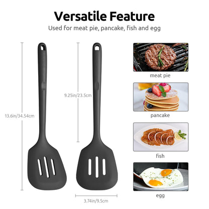 U-Taste 13.6" Silicone Kitchen Utensil Set: Heat Resistant Cooking Gadgets (Set of 5, Black)