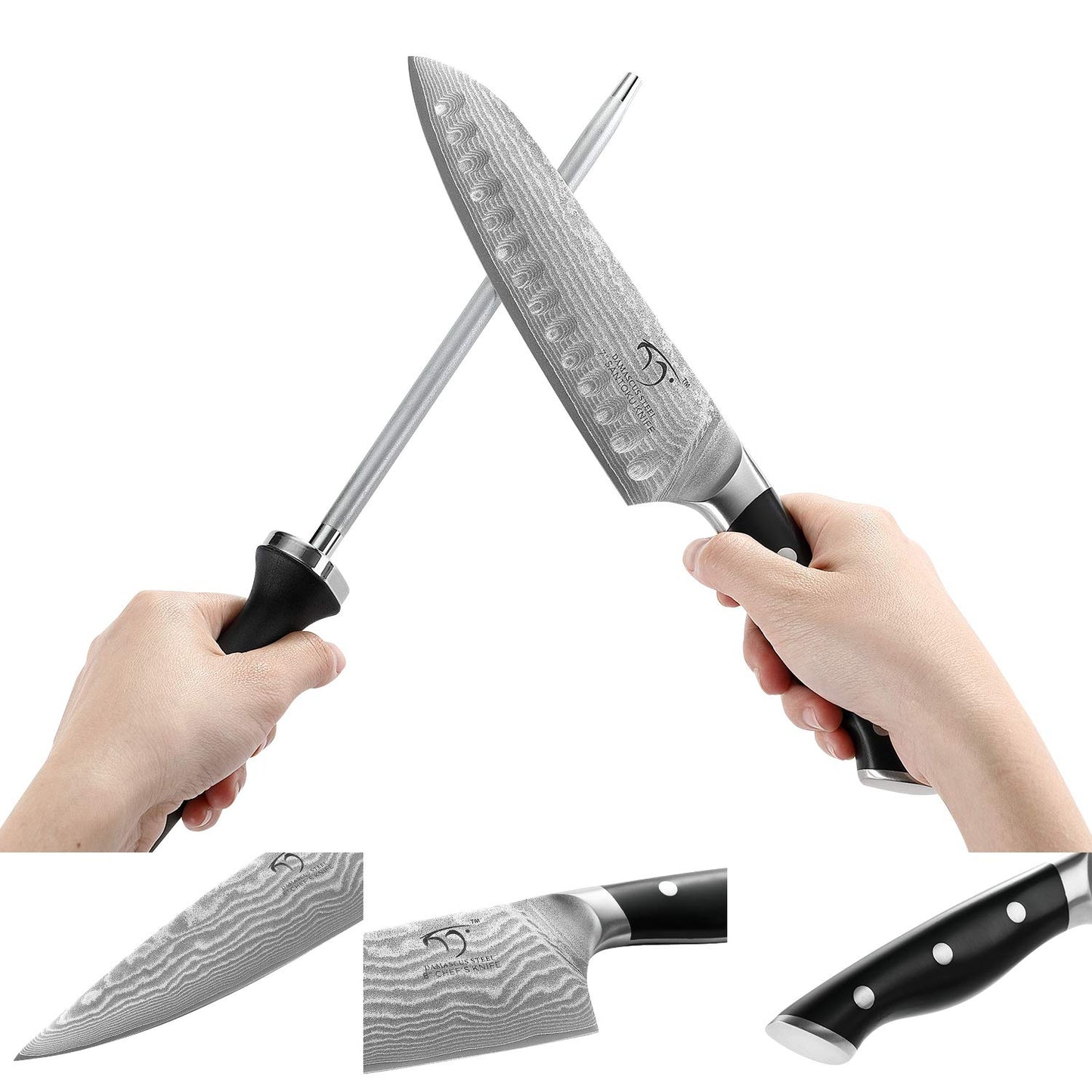 Kitchen Utensils - 9-Piece Damascus Kitchen Knife Set