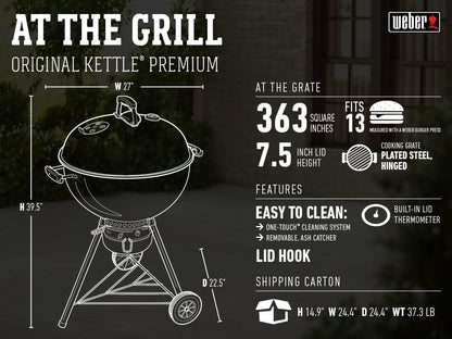 Weber Original Kettle Premium 22” Charcoal Grill