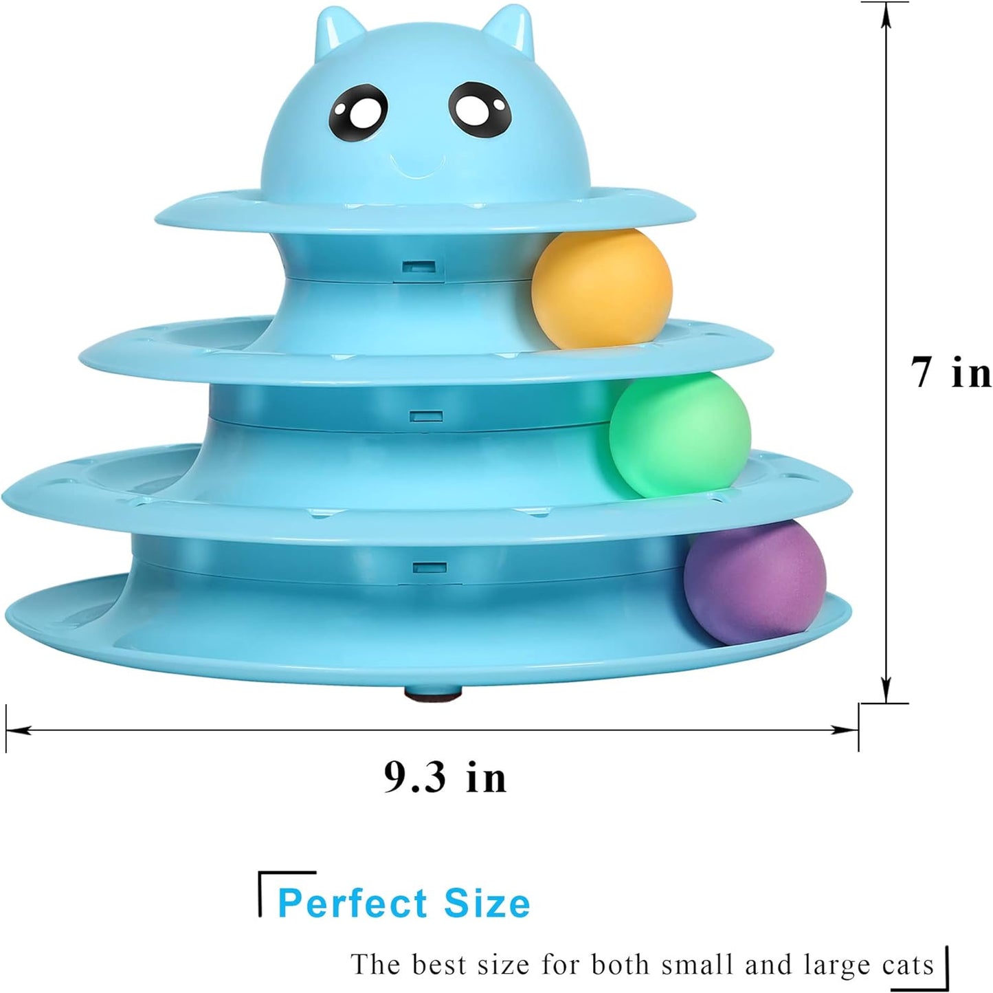 Sky Blue Cat Fun 3-Level Ball Tower: Durable, Interactive, and Entertaining!