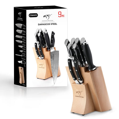 Kitchen Utensils - 9-Piece Damascus Kitchen Knife Set