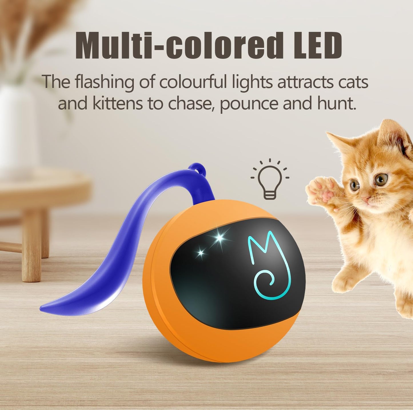 "Ultimate Fun with Best Cat Toys: Migipaws Interactive Cat Ball Set with Rolling Chase Ball, Fluffy Tail, and Small Mice - Rechargeable & Entertaining"