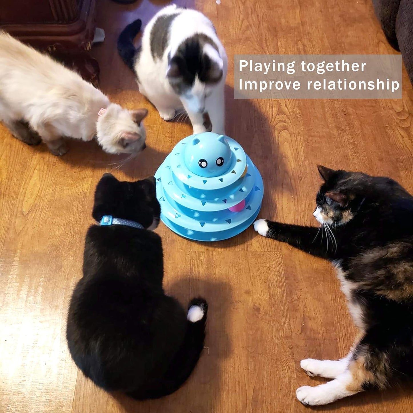 Sky Blue Cat Fun 3-Level Ball Tower: Durable, Interactive, and Entertaining!