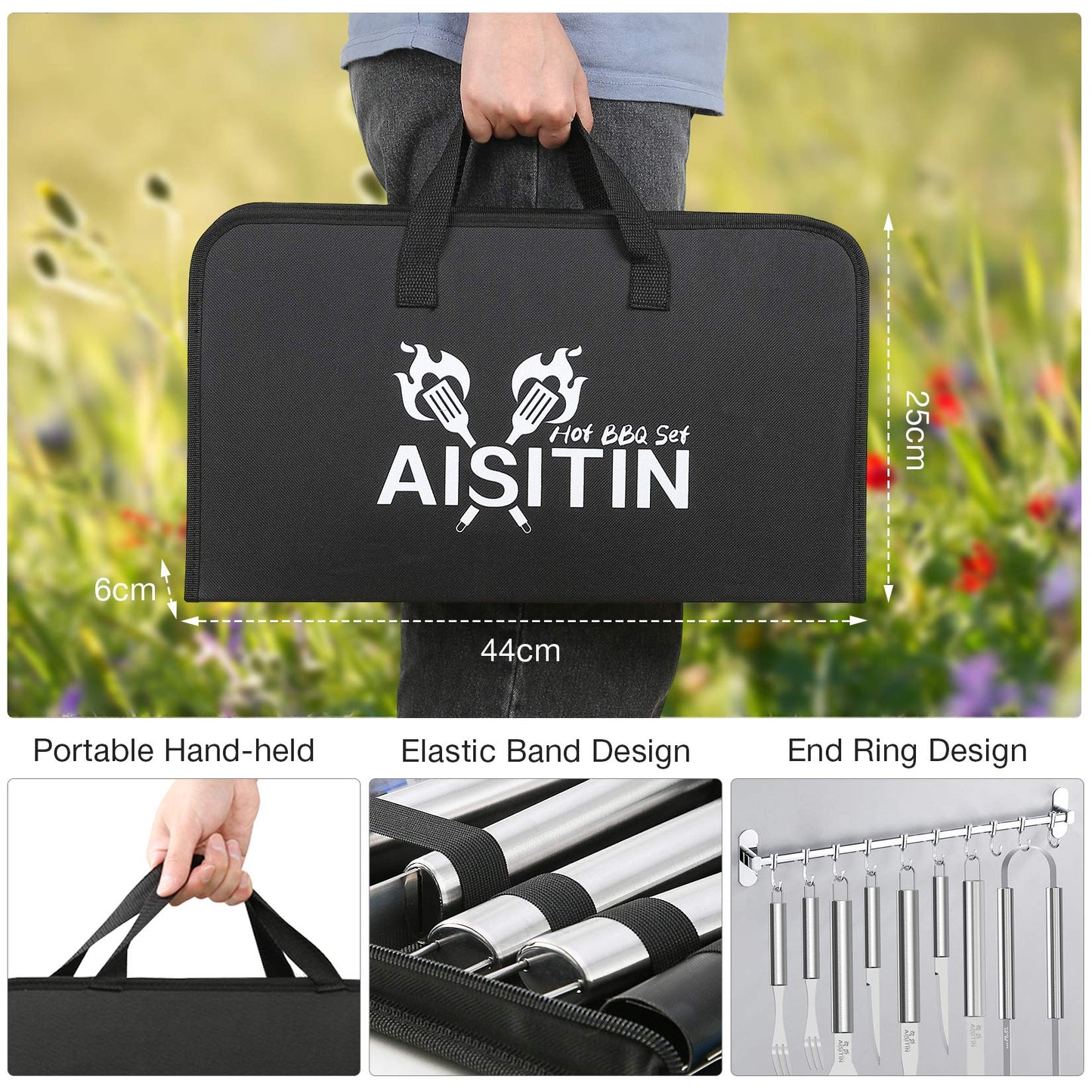 BBQ - AISITIN 35-Piece BBQ Grill Accessories Set