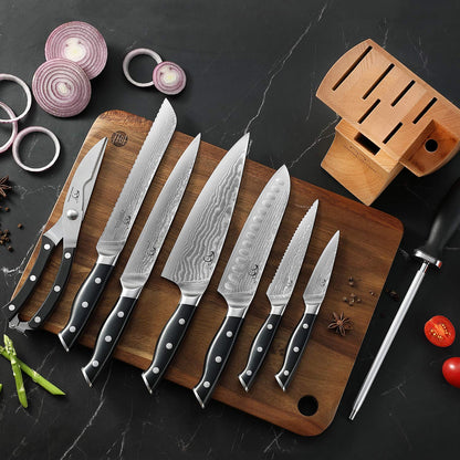 Kitchen Utensils - 9-Piece Damascus Kitchen Knife Set