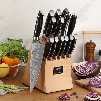 Kitchen Utensils - 9-Piece Damascus Kitchen Knife Set